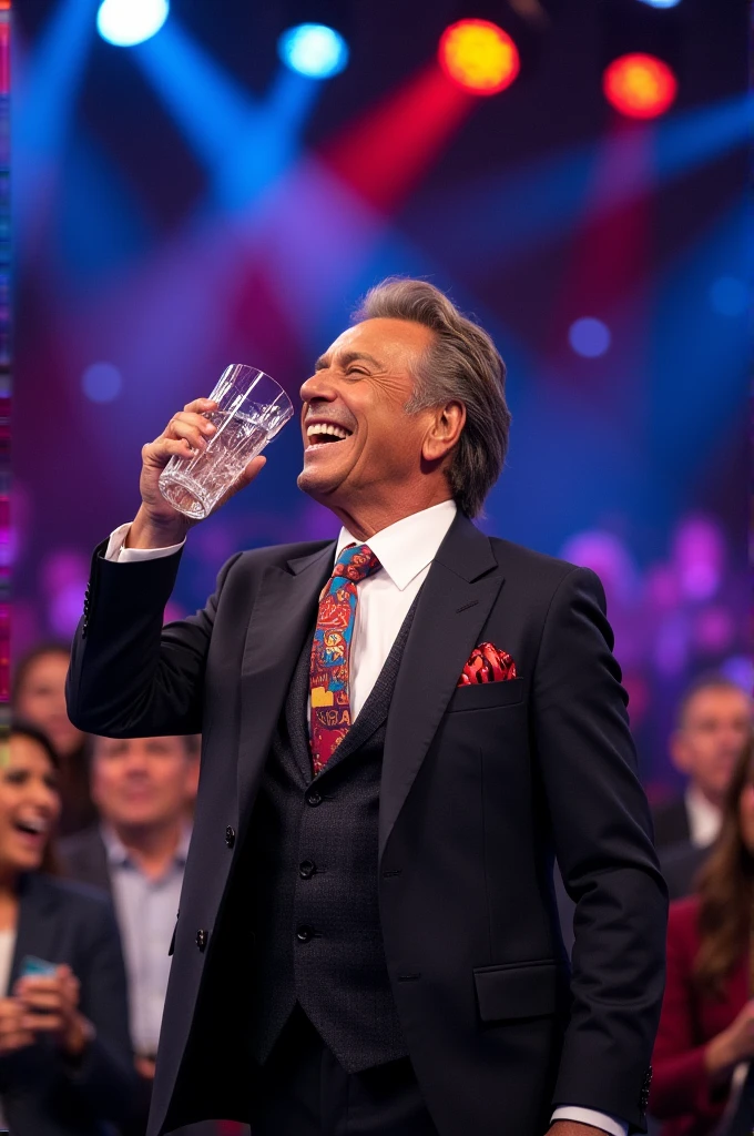 Silvio Santos drinking water