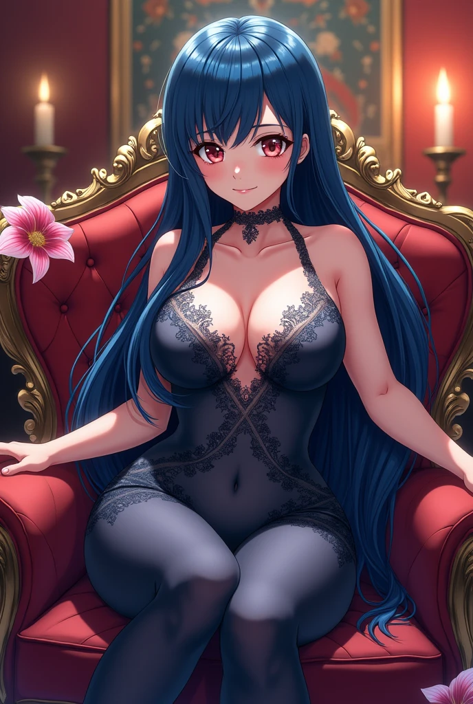 Big ass and big tits naked anime girl sitting nicely