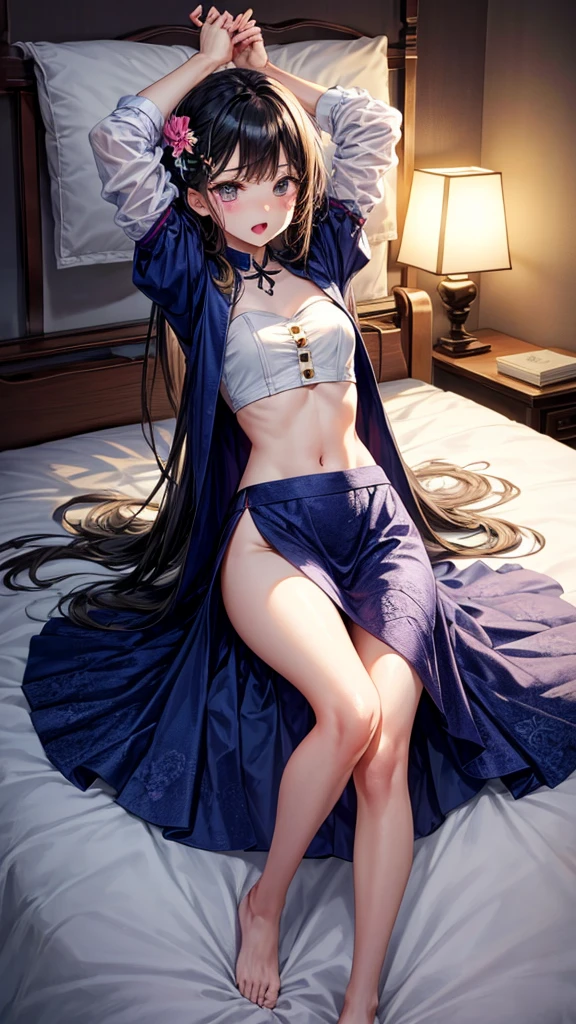 Practical, 1 Girl, black hair, Purple Eyes, Glowing eyes, Crop Top, skirt, Open your mouth, blush, night, Flowers, sun, sunlight, nude 、8k，Highest quality，One girl，Slim body，Flat breasts，quilt困在地牢，Helpless and desperate expression，Completely naked：1.6，No clothes：1.8，Damaged clothes：1.6，呈大字型quilt，Hang your hands up，Legs apart，Open、Open，Open，外阴Open，quilt狠狠抽插，Multiple men and young girls violently having sex，少女quilt塞满，少女quilt抽插，少女quilt抽插，少女quilt性玩具抽插，少女Open，少女quilt按摩棒抽插，The girl is screaming，Thick white liquid flows out，Girl with scars all over her body、quilt轮流性侵，Multiple people have sexual intercourse，quilt强奸、quilt，Legs apart and thrusting，Open your legs and insert the massage stick，双腿打开quilt性玩具抽插，Used everywhere