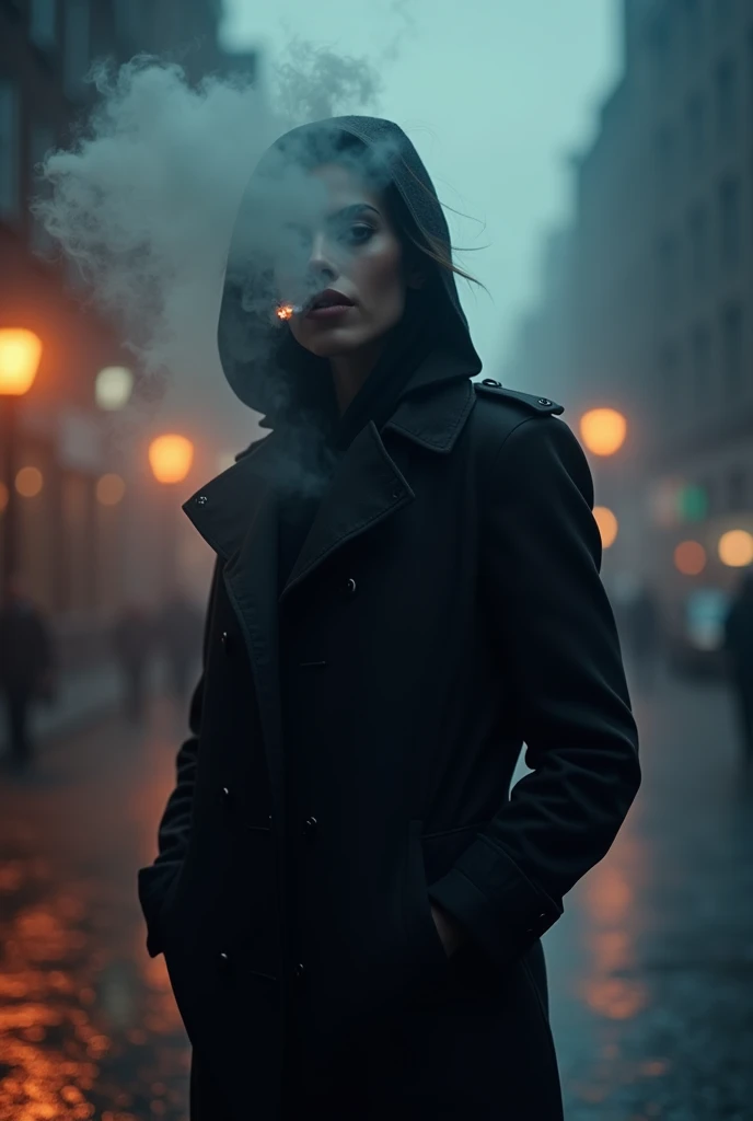 being seen from the front, anonymous smoking