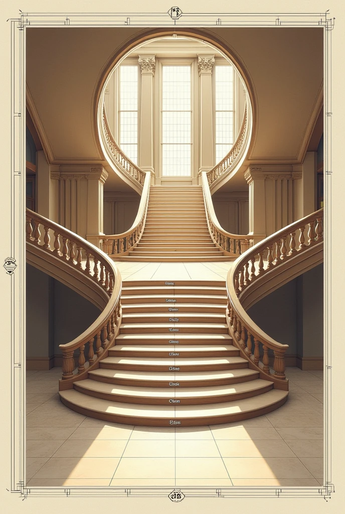 Create a floor plan image of an empty university staircase