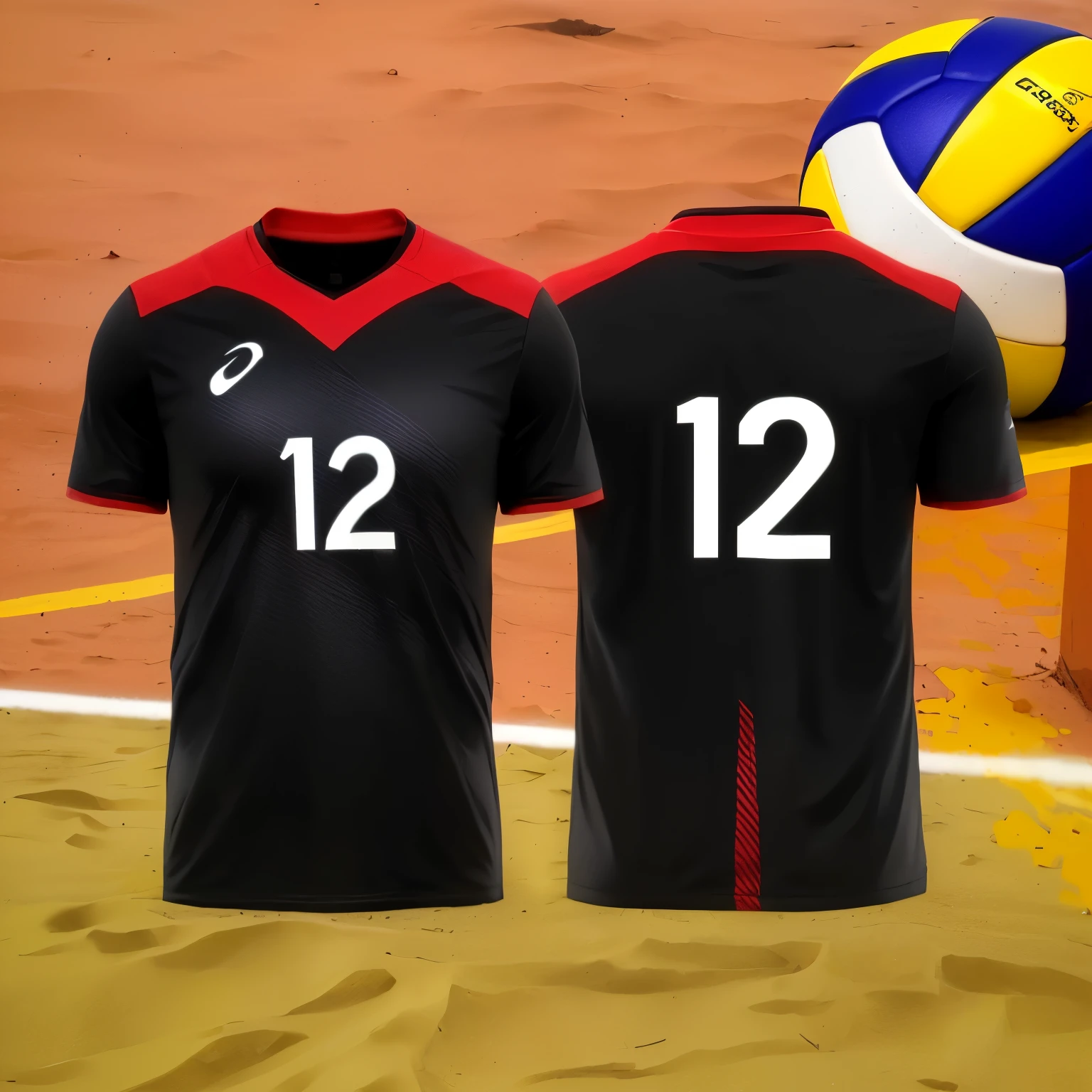 a close up of a voleibol jersey with a voleibol ball in the background, wearing a voleibol jersey, esquema preto e vermelho, camisa preta, Apenas preto e vermelho, Apenas preto e vermelho!!!, esquema preto e amarelo e vermelho, esquema de cores preto e vermelho, esquema de cores vermelho e preto, voleibol, esquema de cores vermelho preto e dourado, ouro vermelho preto, vermelho preto