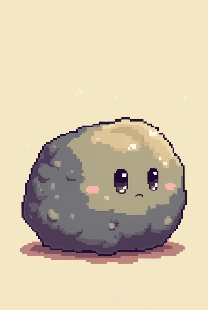 concept art, 8-bit pixel character, pixel image, A personified fat stone greeting with a blank expression, looking at the viewer, Illustration, no background