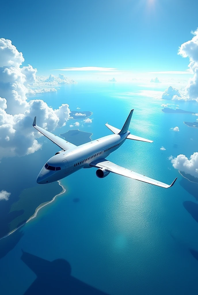 (photorealism:1.2), beautiful flhying plane, in the cleaning water oceans sky