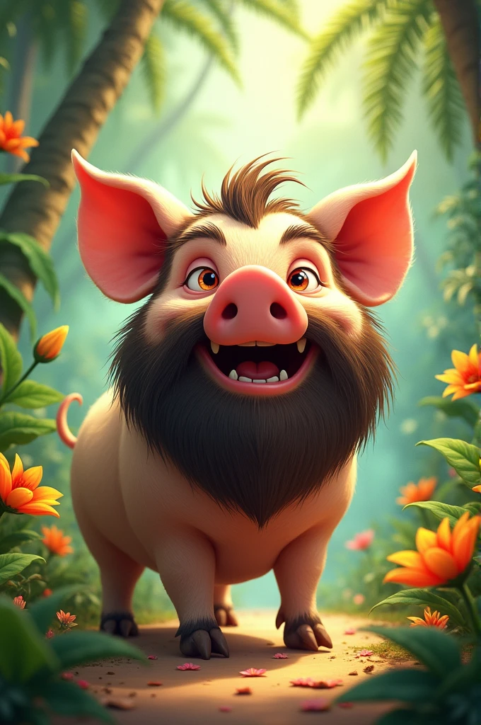 Bearded pig laughing