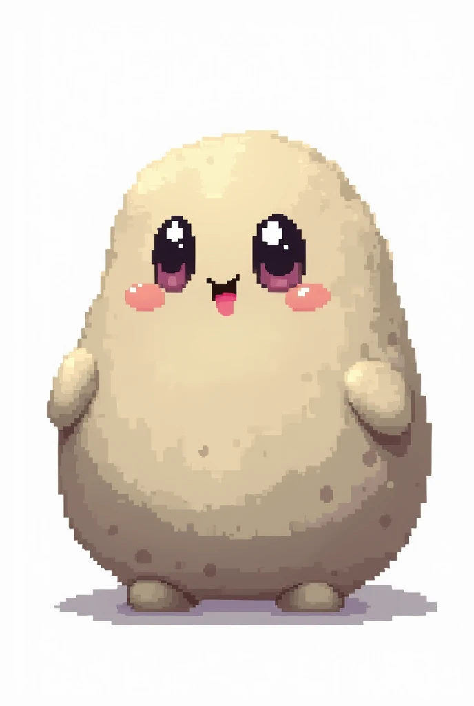 concept art, 8-bit pixel character, pixel image, A personified fat stone greeting with a blank expression, looking at the viewer, Illustration, no background