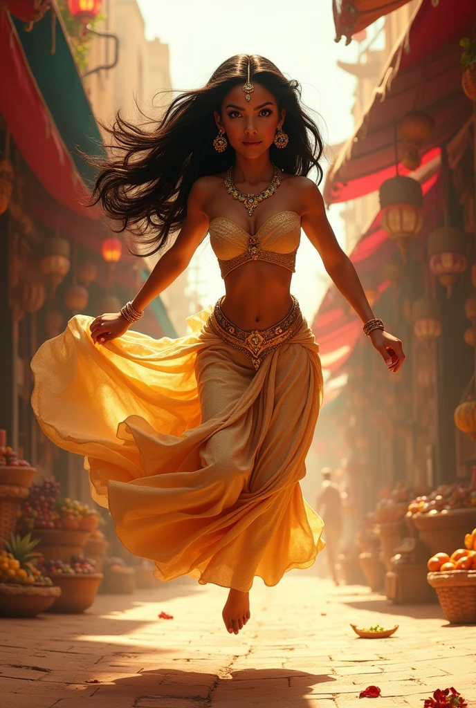 Stunning Princess Jasmine, photo in 8k, in action, cinematic.