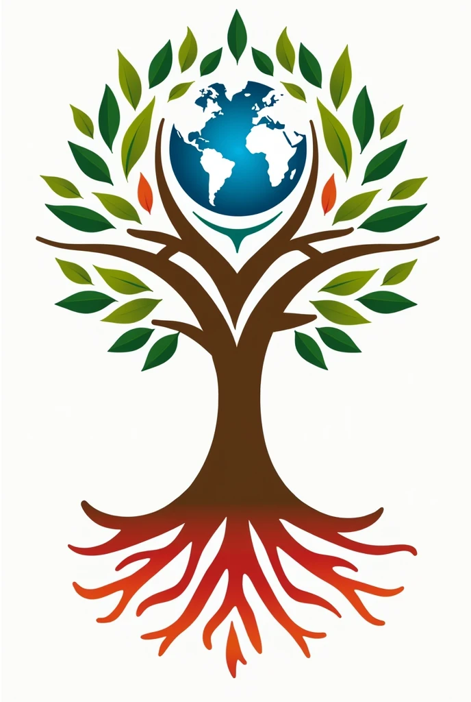 logo for a reception and training center for single mothers that involves these layers - Foundation, trunk, world cup, Roots, red lo, Dome