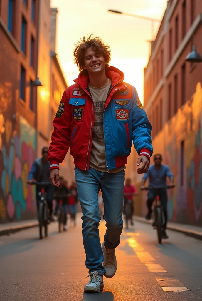 Red and blue jacket