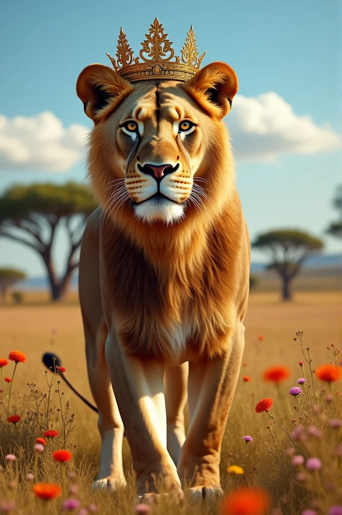 A lioness with a crown