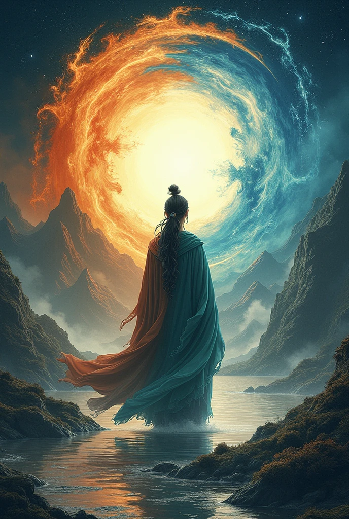 Ying yang inspired by the book od five rings elements:earth,Water,Wind,fire,void
