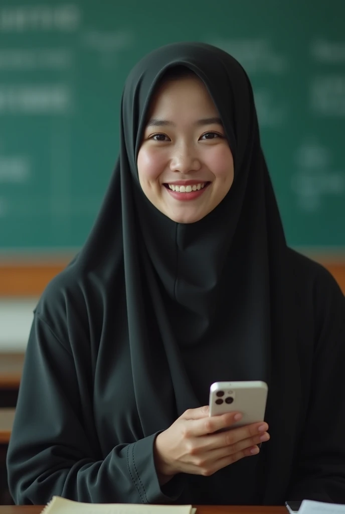 Plump vagina, sweating vagina, Beautiful girl wearing narrow dark hijab malay age girl 18 years old, kelantanese look, cute girl face, smiling, eyes looking at camera, grin, big laugh, nude, naked, naked body, sperm on vagina, no clothes, no clothing, big breasts about to burst out, closeup vagina, closeup view, plump body, showing vagina, vagina view, plump thigh, realistic skin, view from below, spreading legs on desk, in empty classroom, books on table, hand holding smartphone, side lighting, night time, hard light, high quality, ultra sharp image, ultra detail, 35mm lens, establishing shot, pastel color grading, depth of field cinematography effect, film noir genre, 8k resolution