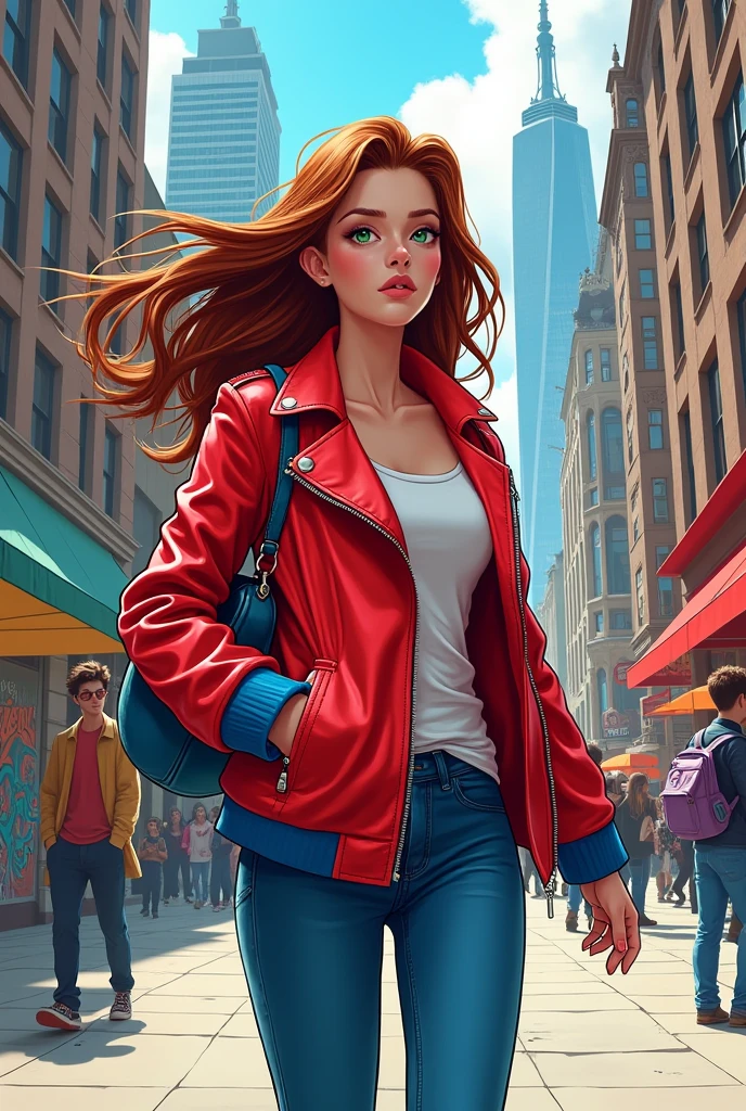 Red and blue jacket