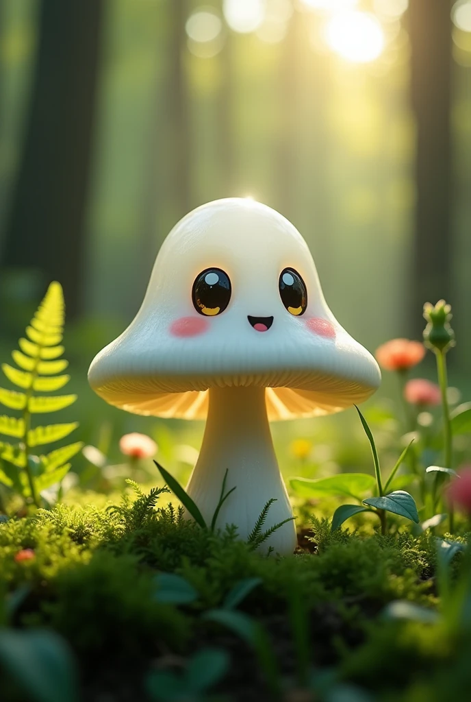 Cute ghost mushroom with face 