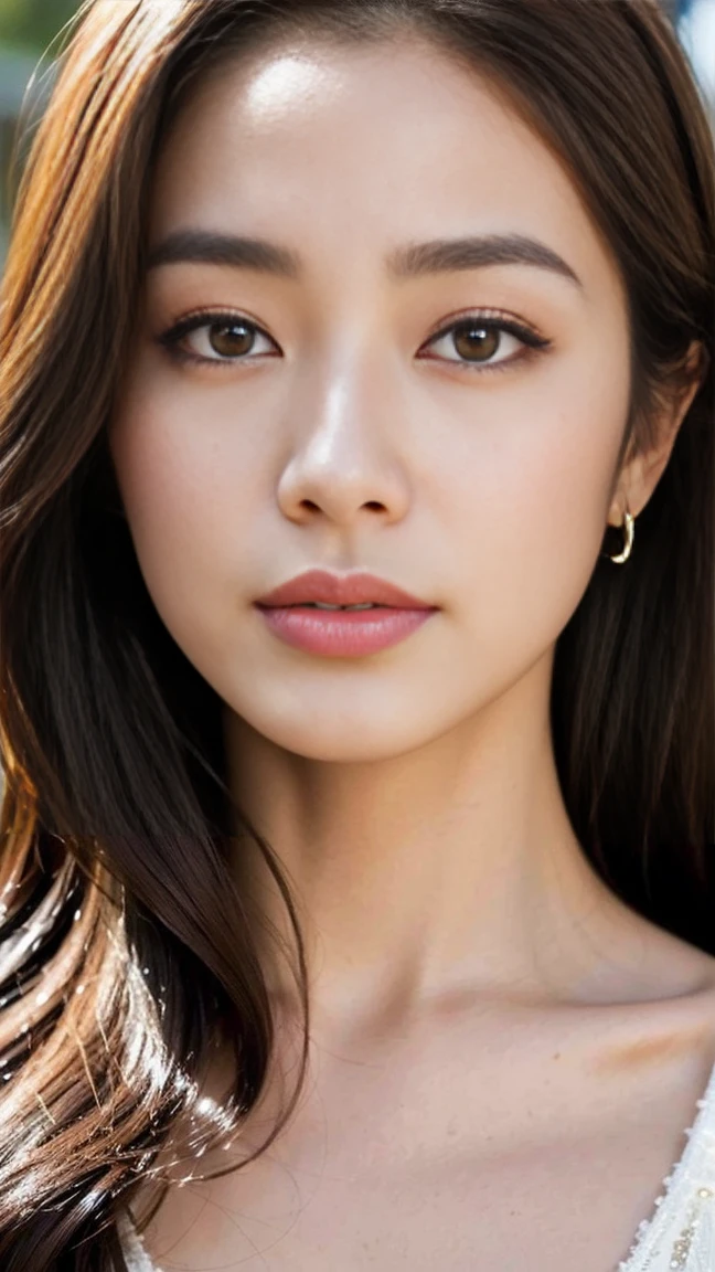 Dark brown hair、Light brown eyes、Japanese actress、 Lady、Similar to him&;I'Around 40 years old、、(Highest quality:1.4)、 (Ultra-high resolution:1.2)、Ultra-high resolution、(Detailed eyes)、(Detailed facial features)、Ticker、8k resolution、D cup size breasts、Long Hair、Forward bending pose、sitting on a sofa in a classic cafe in Paris、relax、Parisian fashion、Beautiful feet、