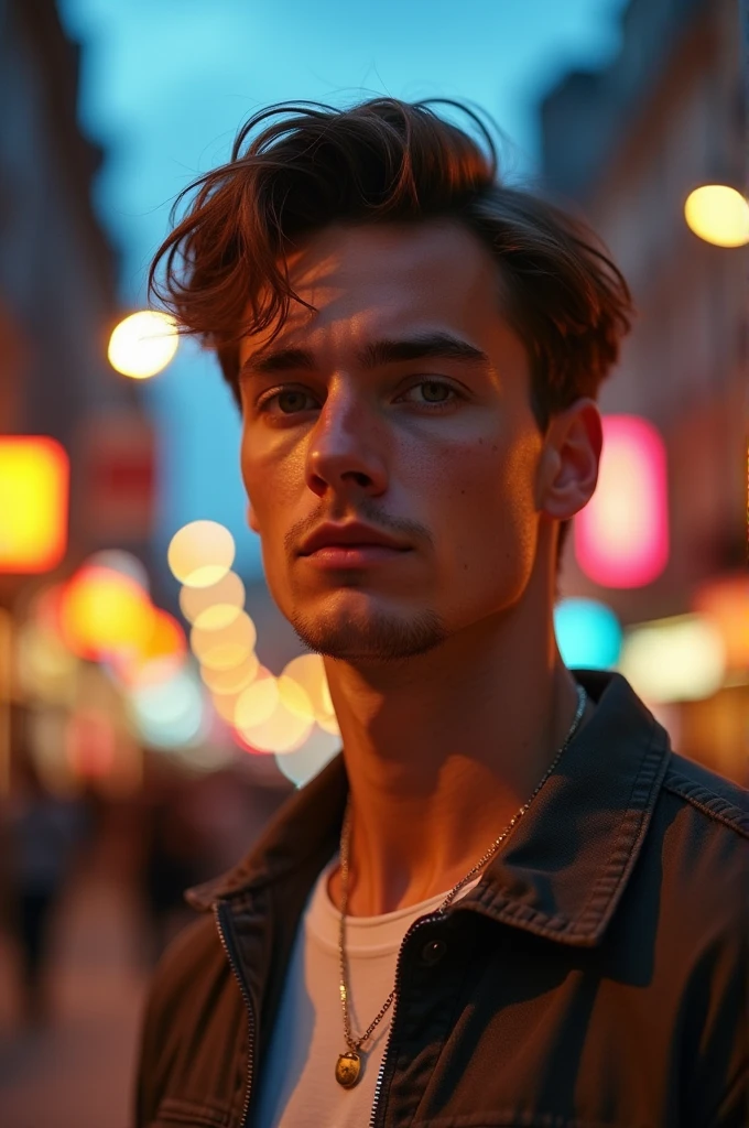 Tall Man, with brown hair and short sides with a freckled face