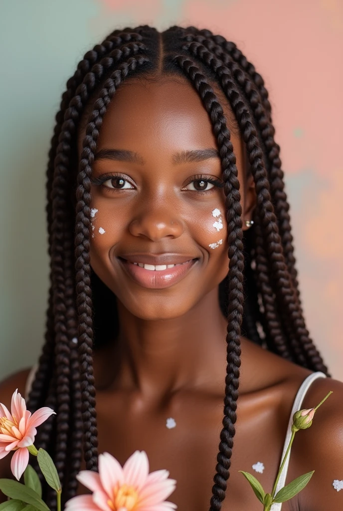 Drawing of a brunette with vitiligo and braids
