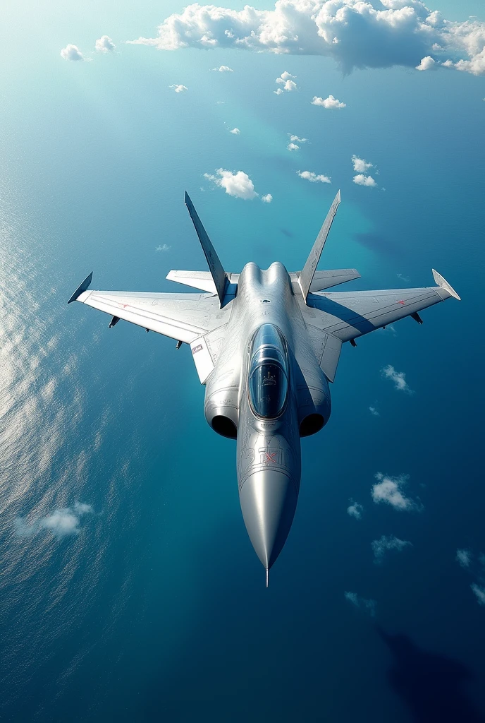 (All photorealism:1.2), beautiful flhying plane Rusian su57, in the cleaning water oceans sky
