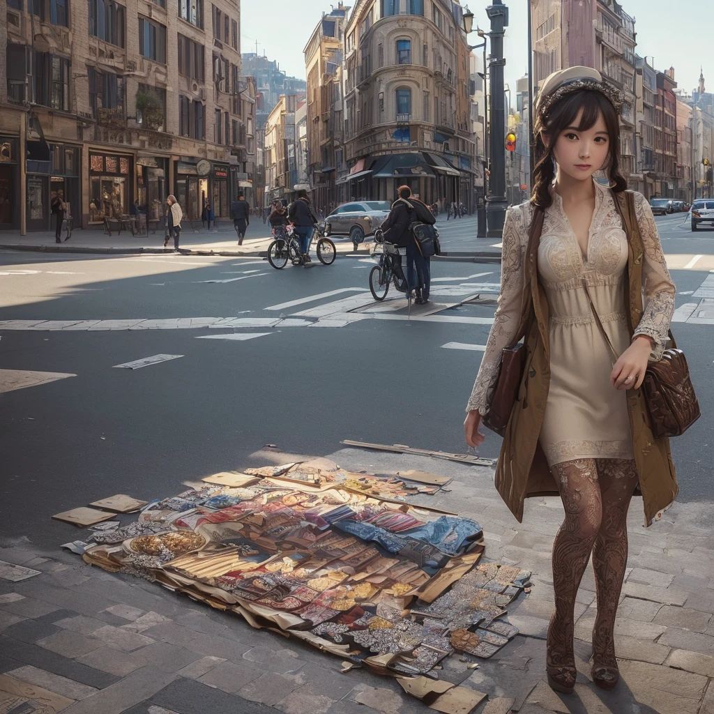 (masterpiece, Highest quality, Super detailed: 1.6), figure, (single, 1 person, Beautiful attention to detail: 1.2), city, street, cute, Different world.