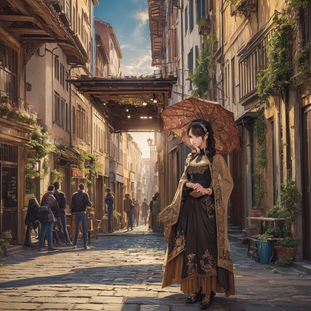 (masterpiece, Highest quality, Super detailed: 1.6), figure, (single, 1 person, Beautiful attention to detail: 1.2), city, street, cute, Different world.