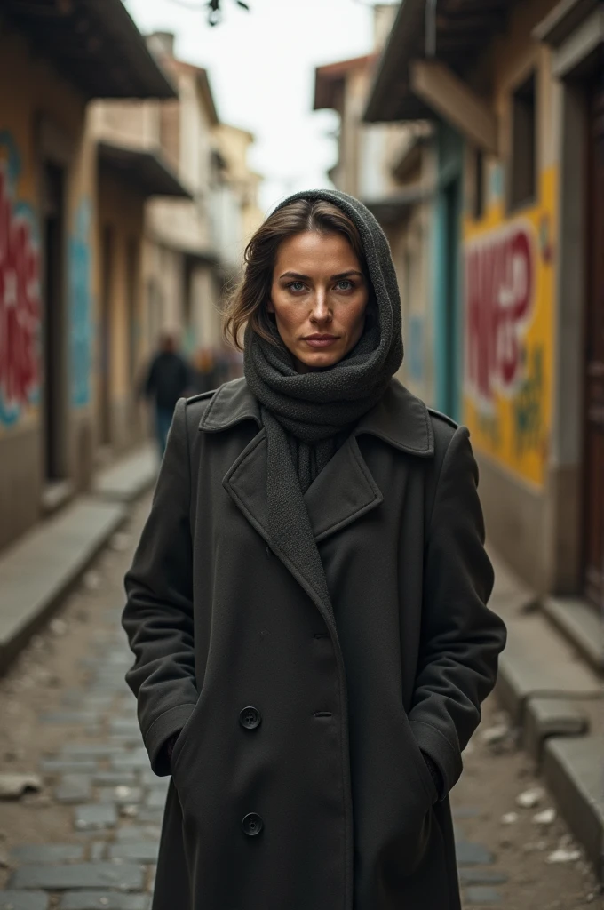 Tirana sendler resolute and focused 1940 Dressed in a modest coat, in the narrow