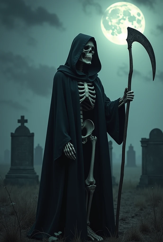 Skeleton with a black hood