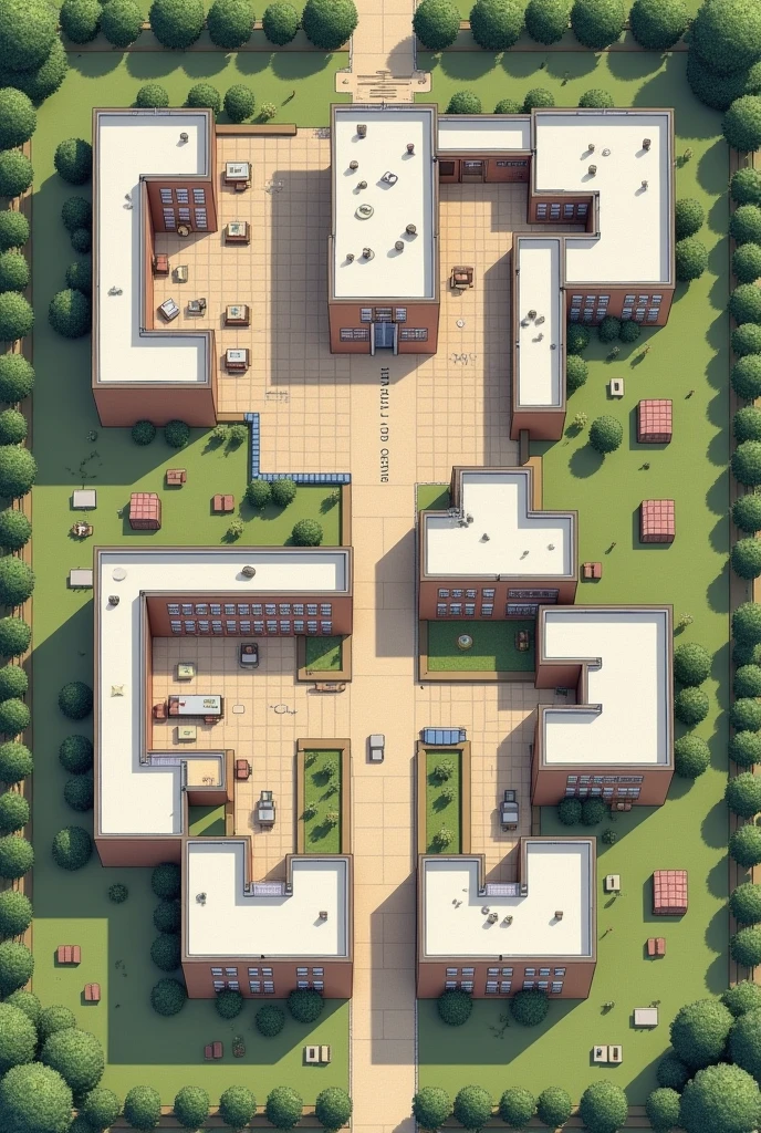 Create a floor plan image of an empty university from the 2000s.
