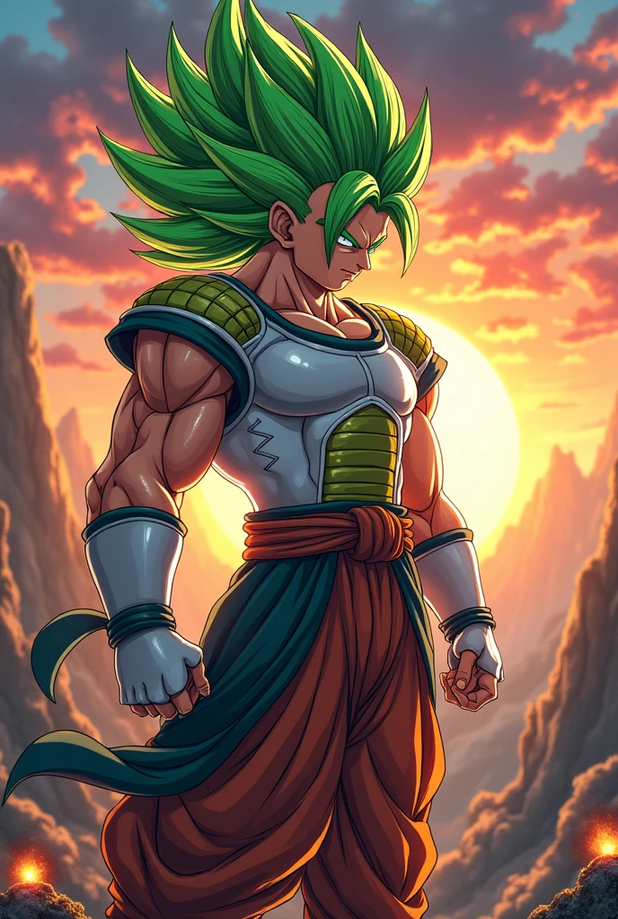 Dragon Ball character, strong and green haired
