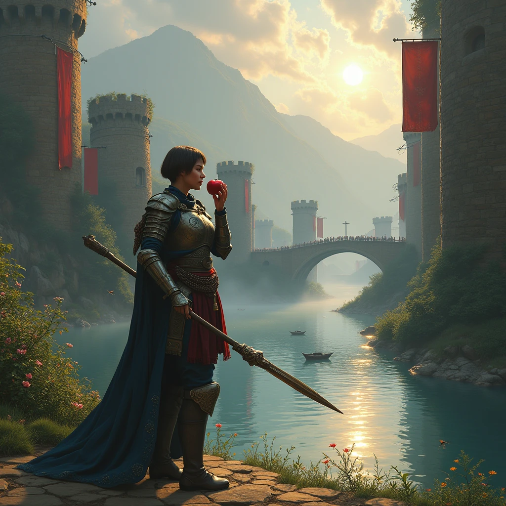 A female soldier guarding the city's waterways while biting into an apple.、Dungeons＆Dragons