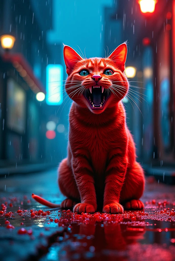 red cat spitting acid venom urban style