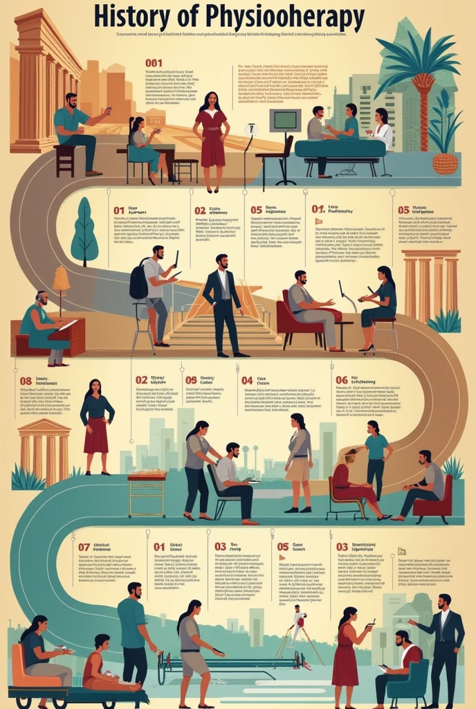 Create a timeline of the general history of physiotherapy 