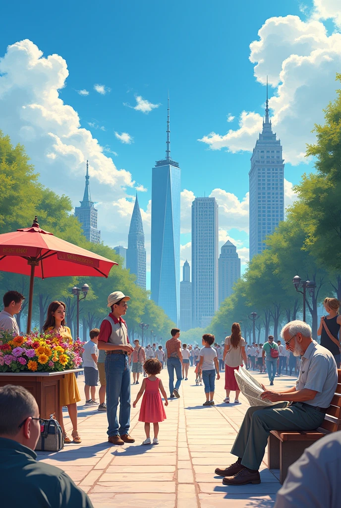 (photorealism:1.2), the scene that showing of everyday life of many people
