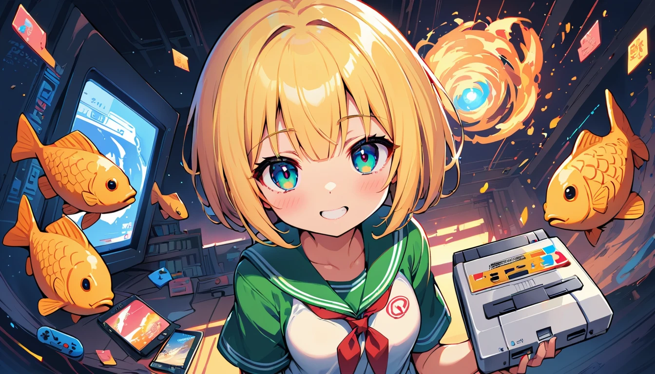 (high quality, 8k, 4K, High Contrast, masterpiece:1.2, 最high quality, Best aesthetics), (Dynamic Angle), およげTaiyakiくんのキャラクター, Taiyaki, Pixel art style, pixel, Shimon Shinjin, TaiyakiくんがRPGの世界に入って戦闘している, nintendo, SFC, Super Famicom