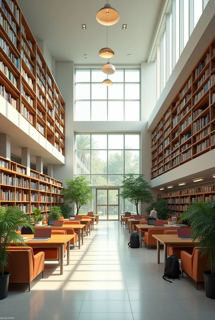 Create a floor plan image of an empty university library from the 2000s.
