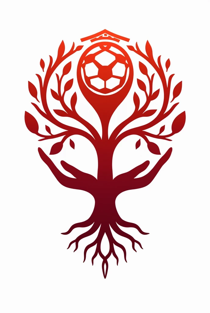logo for a reception and training center for single mothers that involves these layers - Foundation, trunk, world cup, Roots, red lo, Dome