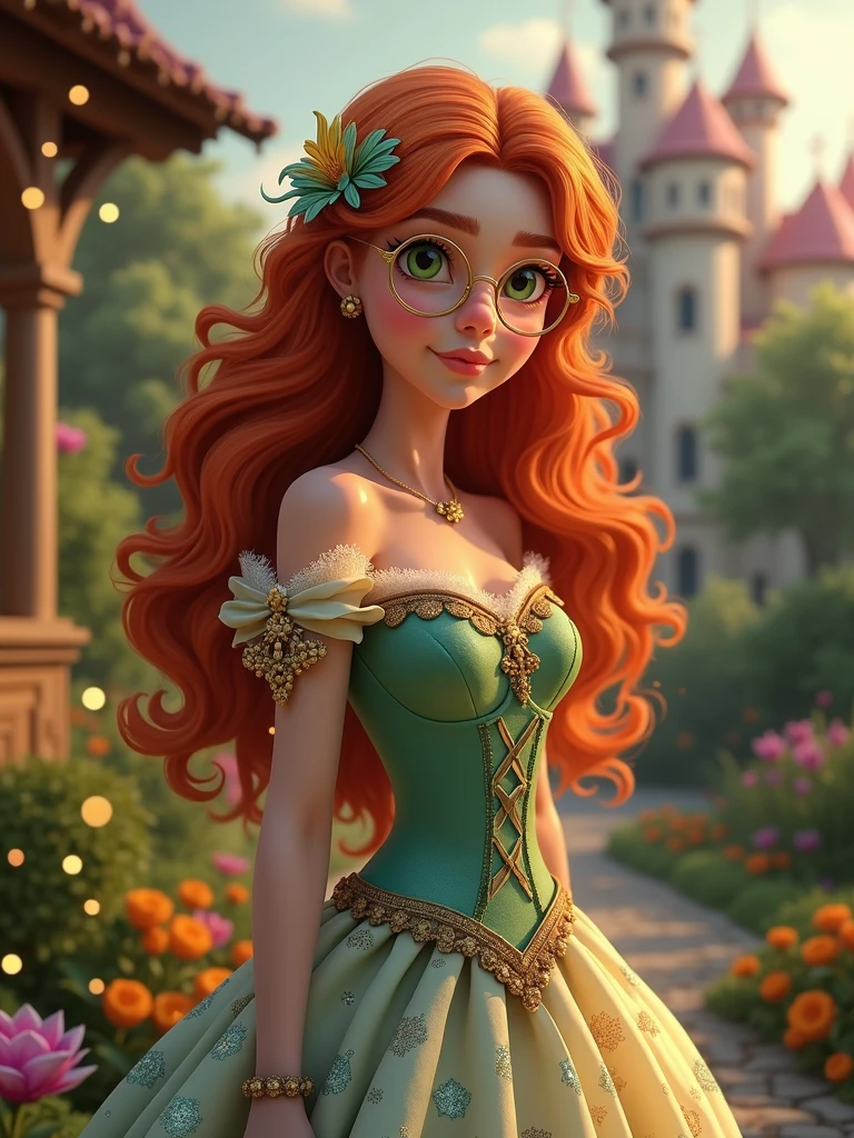 princess with glasses and curly red hair