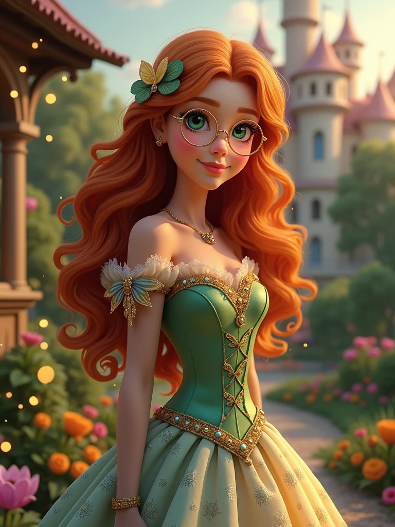 princess with glasses and curly red hair