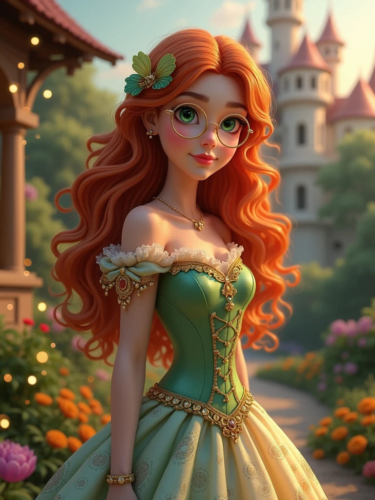 princess with glasses and curly red hair