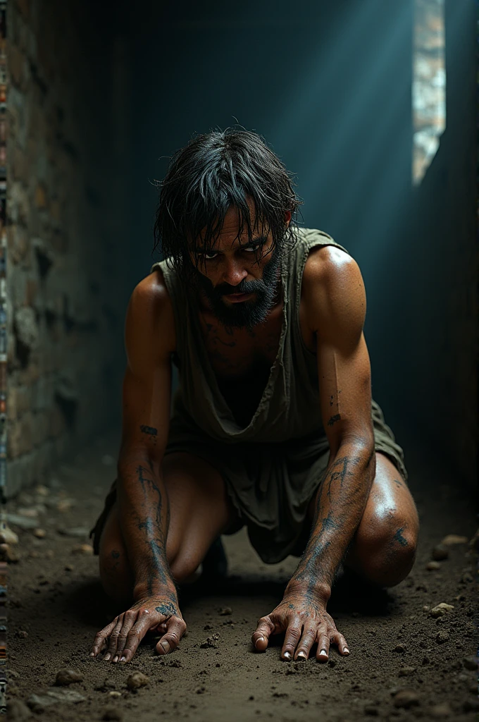 Create a dirty wounded bent slave