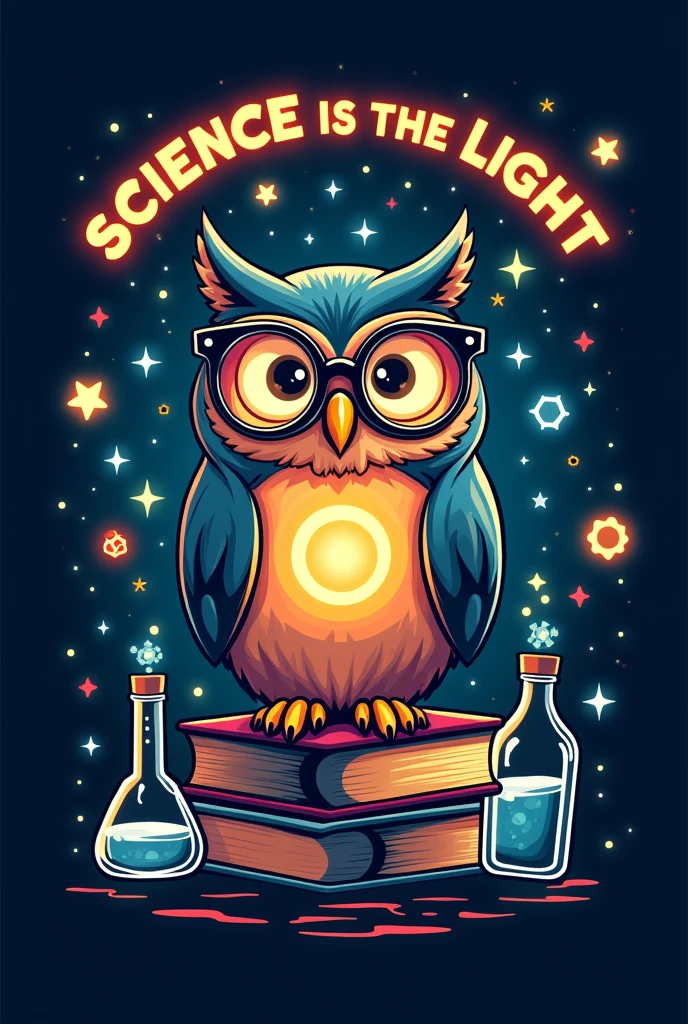 Make a science club logo with the slogan Science is the Light in the Darkness of Ignorance