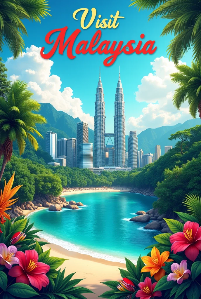 Simple poster about visit Malaysia, no humann