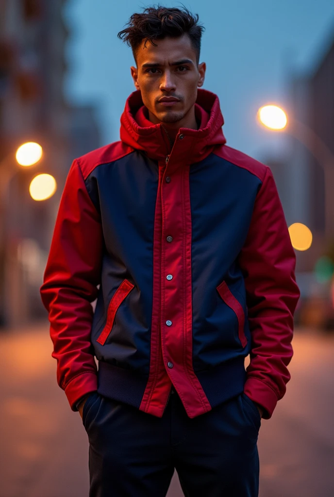 Solo Jacket(object) red and navy blue