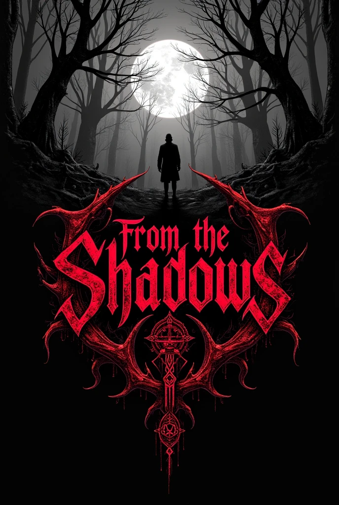 a logo for a Spanish black metal band, call "From the Shadows" (singular, that is to say, without "s"), Everything in Spanish: From the Shadows. No From the Shadow