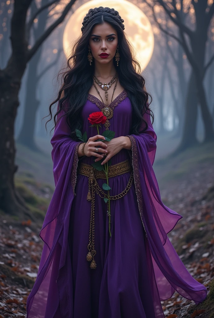 Gypsy woman with a red rose and an anchor 