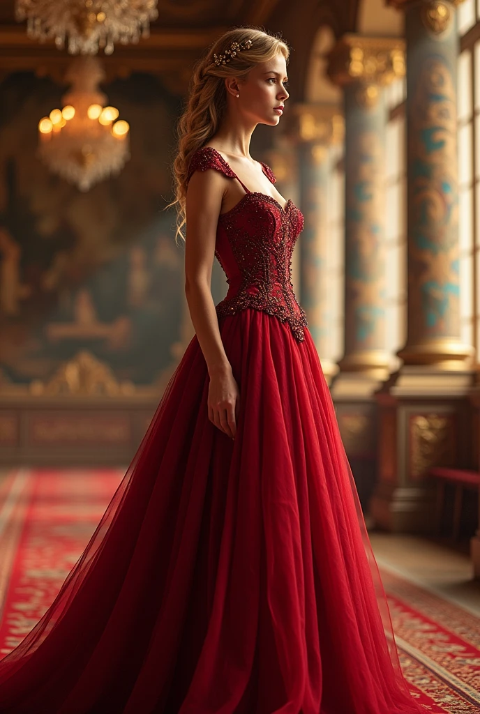 Princess Leonor in a red dress