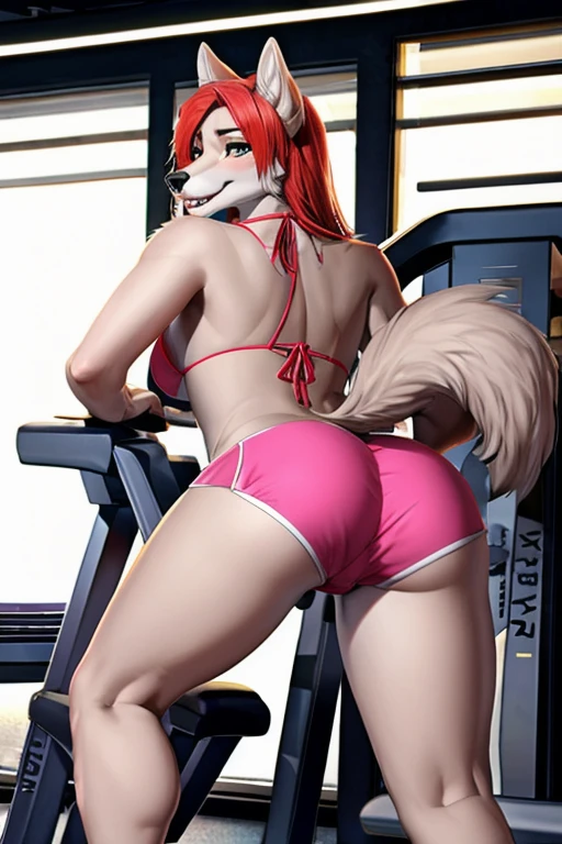 Wolf short shorts bikini gym sticking your ass out 