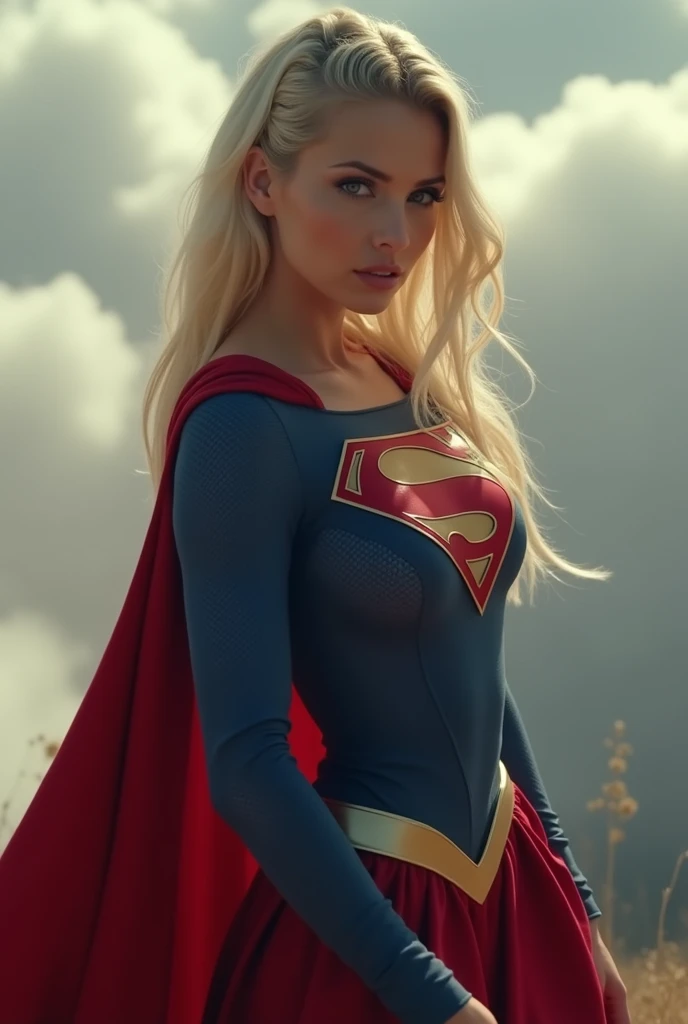 Keylie jenner as super girl cosplay, cloud, ultra realistic, no sun light, no lose hair, pinned hair, raw photo, realistic skin, realistic texture, dark toned picture, white skin, ultra detailed,smooth picture, noises, sexy pose, big tits, big breast, big boobs, sunsual look,noises, smooths quality picture,