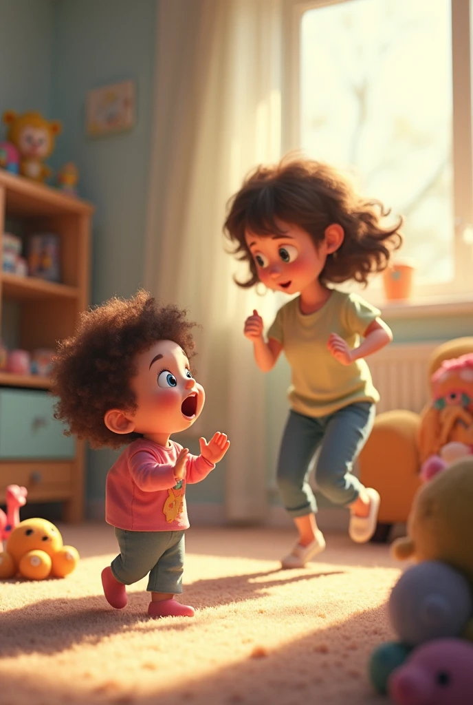 When the baby saw her running in shock, she immediately asked what happened. The baby told her everything.