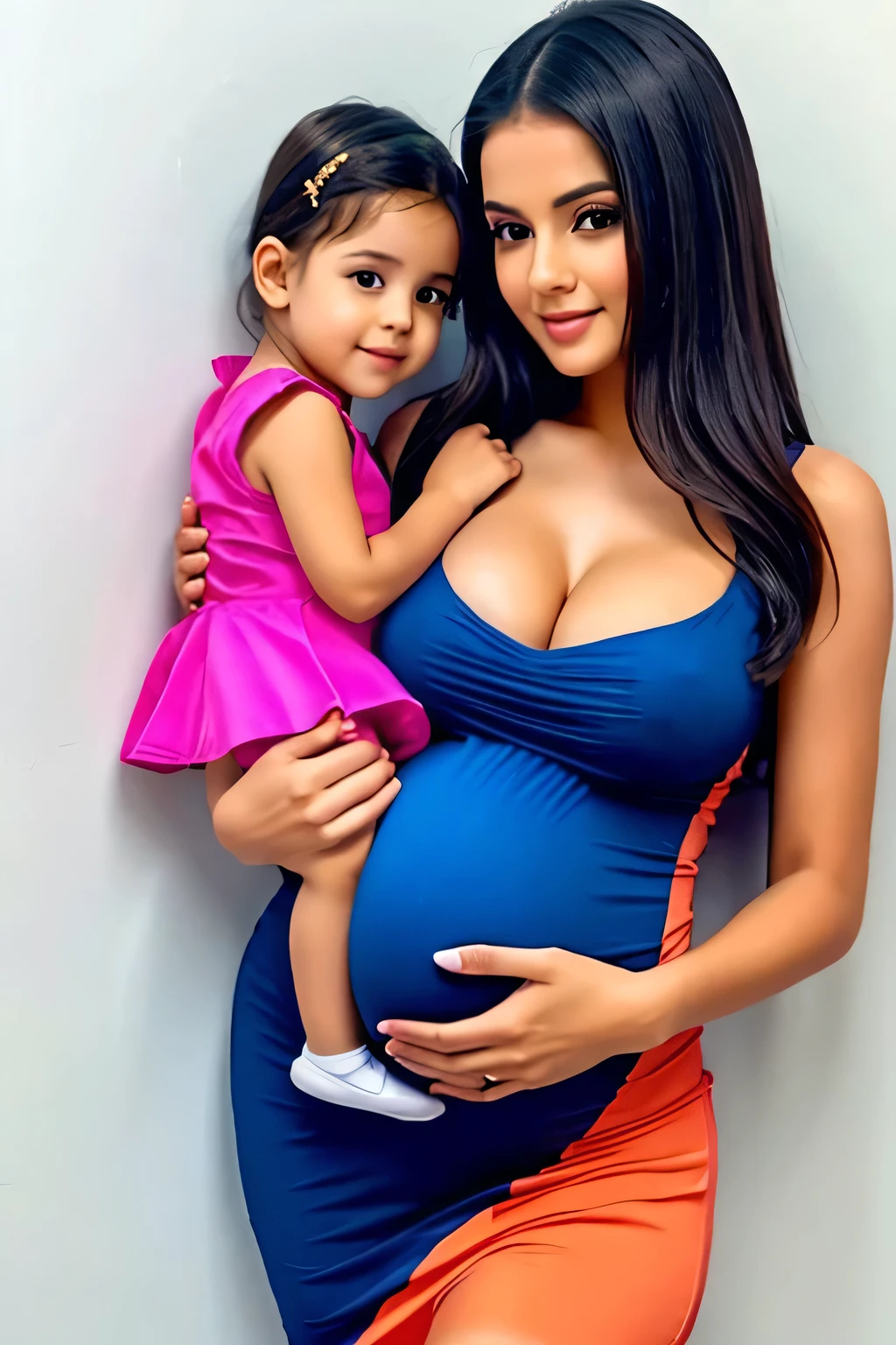 16 years cute beautiful face with play girl with his cute baby with pregnant with stylish colour full modern trending hot sexy dress with hot full size hot pic