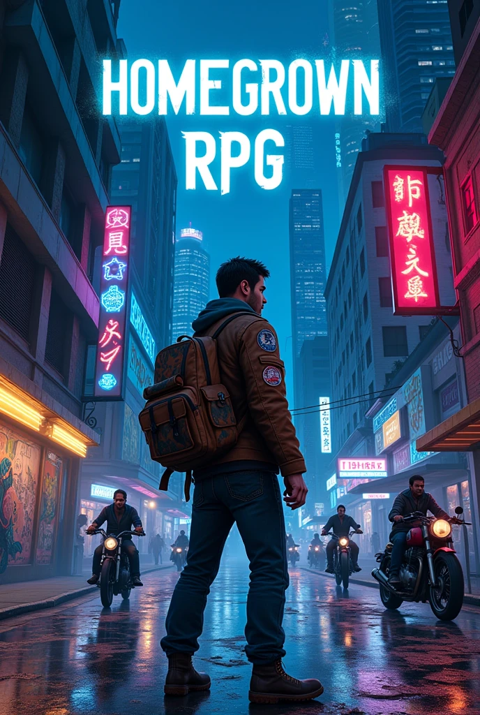 Make me an image written HOMEGROWN RPG for a samp server in blue